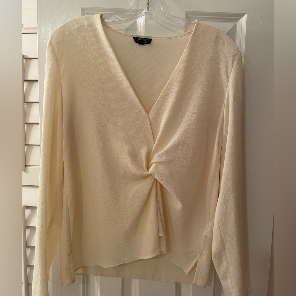 Topshop Long-sleeve Cream Blouse - Size 8 U.S.